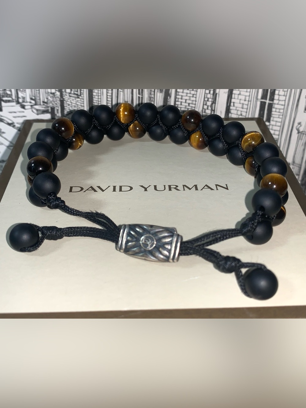 David Yurman Spiritual Beads Two-Row Woven Bracelet w/ Black Onyx & Tiger's Eye - Picture 16 of 16